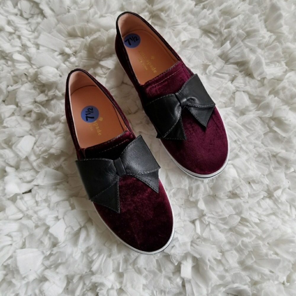 SOLDKate Spade Delise Burgundy Velvet Bow Sneakers